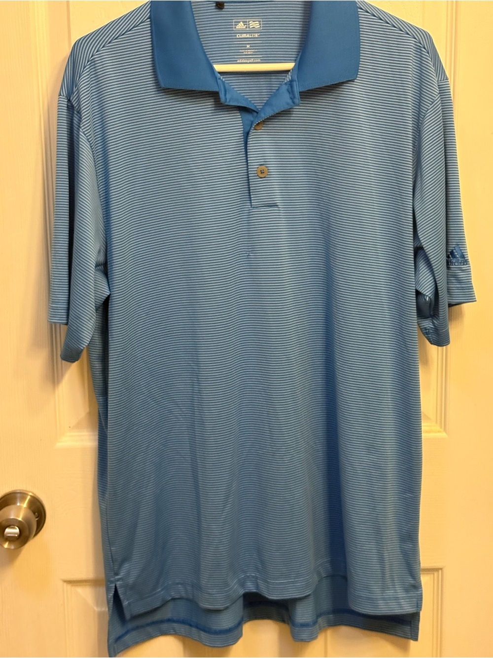 adidas Men's Blue Striped Performance Polo
